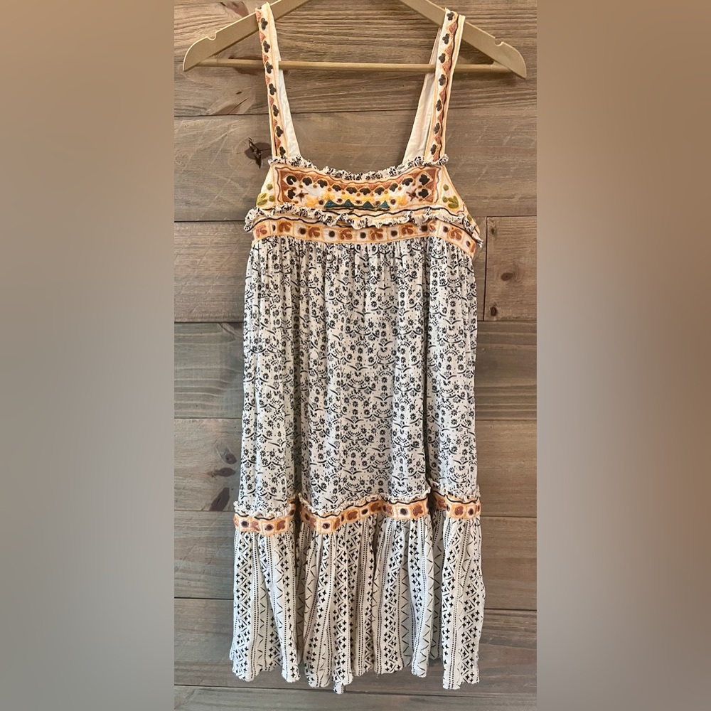 Free People Backless Dress - Cream and Orange - Picture 2 of 12